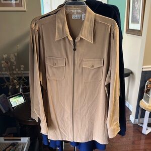 Tan Zip-Up Long Sleeve Shirt